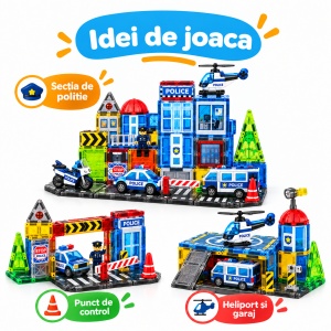 Set STEM cu piese magnetice de construit - Sectia de Politie - 54 piese - Img 7