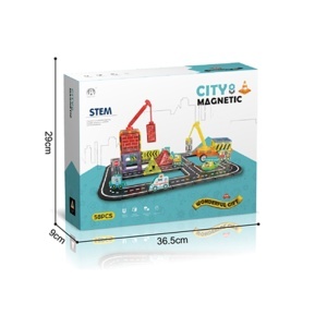 Set STEM magnetic de constructie cu vehicule - 58 piese