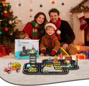 Set STEM magnetic de constructie cu vehicule - 80 piese - Img 5