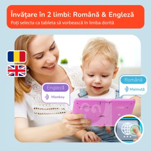 Tableta 3 in 1 in limba romana, cu activitati educative, logopedice si de asociere pentru copii, Roz - Img 4