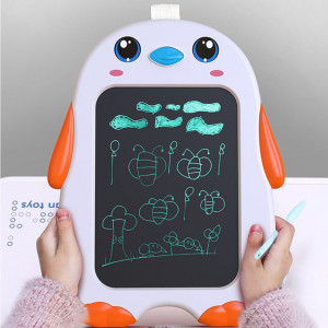 Tableta LCD cu buton stergere, Pinguinul Vesel, Portocaliu