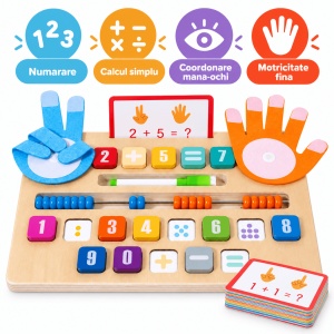 Tablita multifunctionala din lemn, matematica si desen, cu abac si accesorii - Img 5
