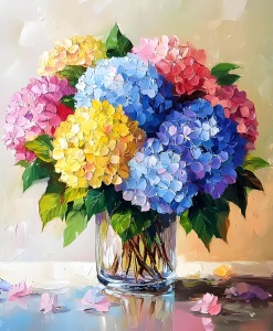 Tablou pictura cu diamante, Buchet multicolor, Goblen 5D, rama din lemn, 20 x 30 cm, GM994