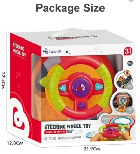 Volan interactiv 2 in 1 cu lumini si sunete pentru bebelusi
