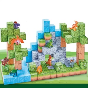Blocuri magnetice de constructie 3D tip Minecraft, 2.5 cm - 142 piese