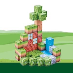 Blocuri magnetice de constructie 3D tip Minecraft, 2.5 cm - 48 piese