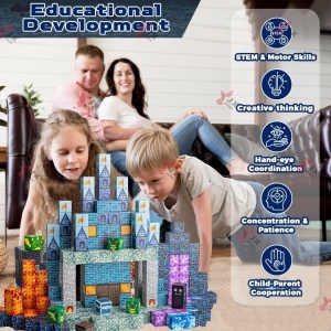 Blocuri magnetice de constructie 3D tip Minecraft, 2 cm - 100 piese - Halloween - Img 4