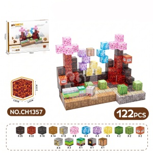 Blocuri magnetice de constructie 3D tip Minecraft, 2 cm - 122 piese - Bedrock - Img 3