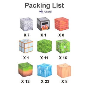 Blocuri magnetice de constructie 3D tip Minecraft, 2 cm - 88 piese