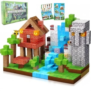 Blocuri magnetice de constructie 3D tip Minecraft, 2 cm