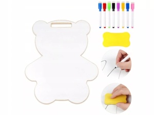 Busy board 9 in 1 din lemn cu tablita de scris, Ursulet