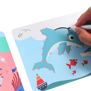 Caiet creativ reutilizabil, exersare scriere, 72 cartonase, Etapa 1, Dot-to-dot