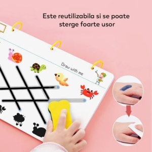 Caiet creativ reutilizabil, exersare scriere, 72 cartonase, Etapa 2