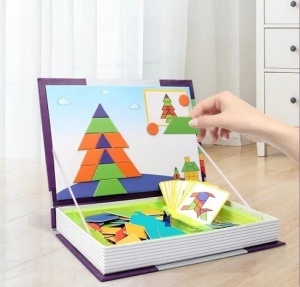Carte magnetica puzzle pentru copii – Tangram