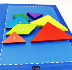 Carte magnetica puzzle Tangram 7 piese mari, 96 modele