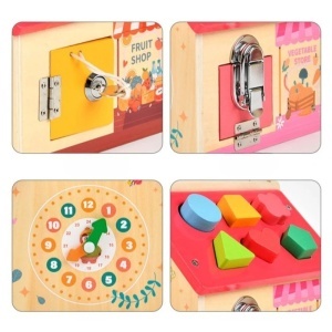 Casuta educativa din lemn 8 in 1 cu activitati Montessori - Tambur