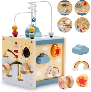 Cub din lemn cu 6 in 1 cu activitati si tematica ocean - Kabi