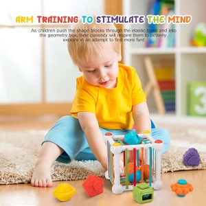 Cub senzorial bebelusi cu benzi elastice, circuit si forme de sortat - Sensory