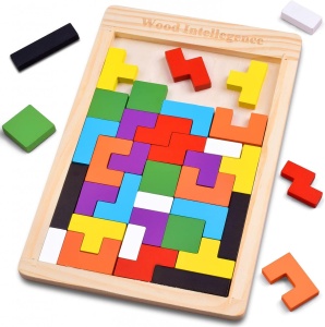 Joc educativ puzzle tetris din lemn, 40 piese