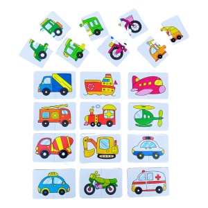 Joc educativ de asociere din 2 piese, 16 imagini, Vehicule