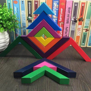 Joc educativ de constructie cu 12 piese, tip Tangram