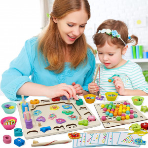 Joc Montessori Multifunctional 6 in 1 din Lemn