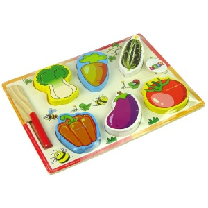 Joc motricitate si puzzle 3D de feliat, Legume