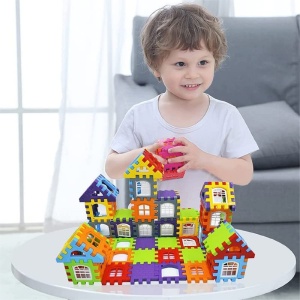 Joc STEM de constructie si inginerie 2D si 3D din ABS, cutie depozitare, 186 piese