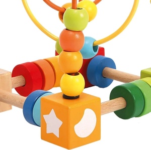 Jucarie din lemn labirint motricitate cu abac, Colourful Maze