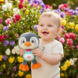 Jucarie din plus cu respiatie, lumini si sunete - Pinguin - Img 4
