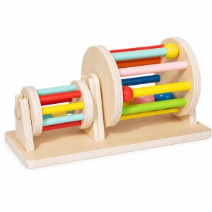 Jucarie Montessori tambur dublu cu sunete si bilute