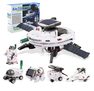 Kit STEM 6 in 1 de constructie, alimentare cu energie solara, vehicule spatiale