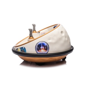 Masinuta electrica bumper car cu lumini, centura de siguranta, 2 controllere, telecomanda, Bluetooth, 1-6 ani, nava spatiala, alb - Img 2