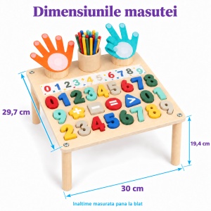 Masuta Montessori din lemn, forme geometrice si numarare pe degete - Cifre - Img 7
