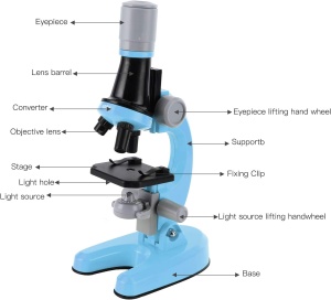 Microscop pentru copii, STEM, marire pana la 1200x - Albastru