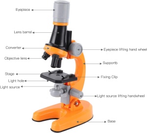 Microscop pentru copii, STEM, marire pana la 1200x - Portocaliu