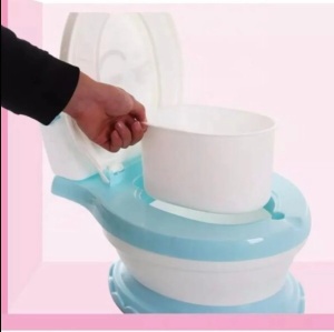 Olita muzicala 3 in 1 pentru copii, design realist tip toaleta, 1-6 ani, albastru