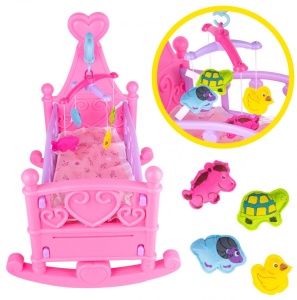 Patut balansoar cu papusa, carusel suspendat si accesorii incluse - Sweet Baby