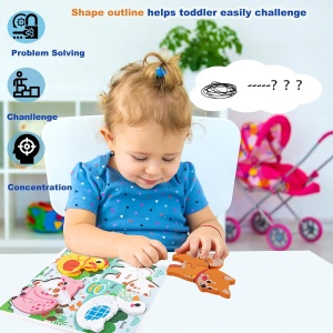 Puzzle 3D cu piese mari din lemn - Animale ferma