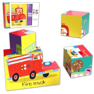 Puzzle educativ din cuburi 6 in 1, Vehicule