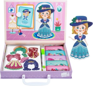 Servieta 2 in 1 magnetica puzzle pentru copii - Imbracam papusile - Img 2