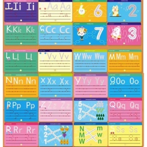 Set 26 cartonase reutilizabile pentru asociere litere si cifre