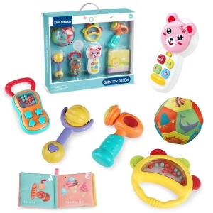Set 6 jucarii interactive, senzoriale si zornaitoare pentru bebelusi, Kids Melody
