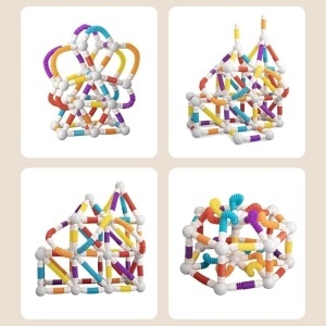 Set constructie magnetic flexibil 3D STEM cu tuburi si bile – 36 piese