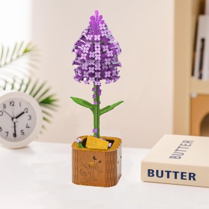 Set creativ DIY floare decorativa din lemn pentru asamblare si pictura, 162 piese - Liliac - Img 2