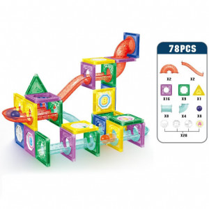 Set educativ de constructie cu piese magnetice, Magna Blocks, 78 piese