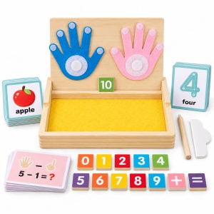 Set educativ din lemn pentru trasare in nisip si numarare pe degete, 3–6 ani
