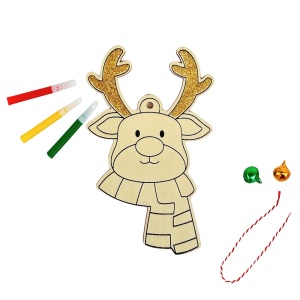 Set figurina ren de pictat din lemn, activitati craft, 13 cm