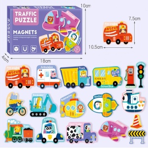 Set puzzle magnetic cu 30 piese - Vehicule