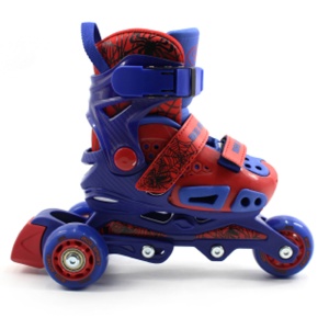 Set role reglabile copii si echipament protectie, roti silicon, marime ajustabila 29-33, Albastru